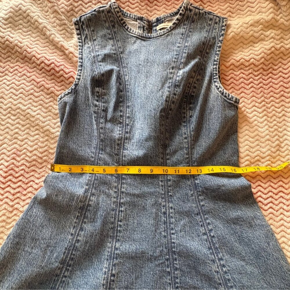 NWT Abercrombie & Fitch Mila High-Neck Blue Denim Mini Dress - Size Large Petite - Picture 6 of 6